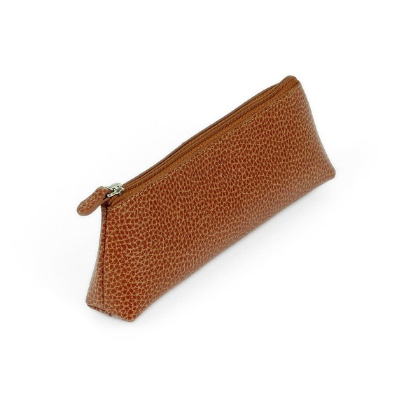 Laurige Triangular Leather Pen Pouch With Zipper, Brown Price in Doha Qatar - Image 3