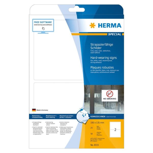 Herma Weatherproof Polyester Film, Hard-Wearing Label, 190 X 135 Mm, 50/Pack, White Price in Doha Qatar - Image 3