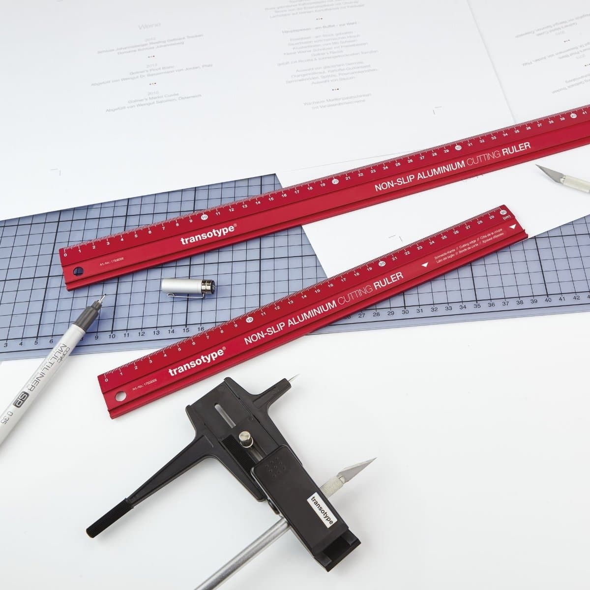 Transotype Non-Slip Aluminum Cutting Ruler, 30cm / 60cm, Red Price in Doha Qatar - Image 2