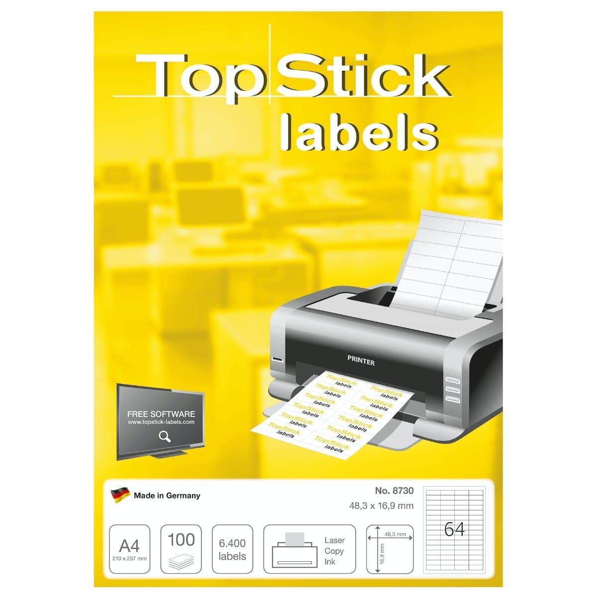 Topstick Labels 64 Labels/Sheet, Sharp Corners, 48.3 X 16.9 Mm, 100sheets/Pack, White Price in Doha Qatar - Image 3