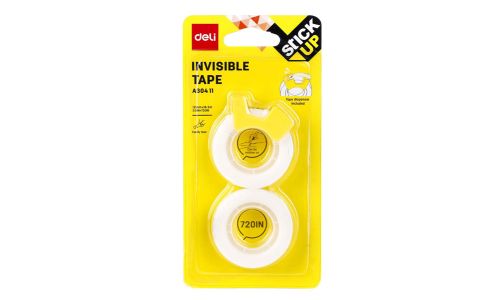 Deli A304 11 Invisible Tape W/ Dispenser - 12mm x 18.3m (Pack of 2) Price in Doha Qatar