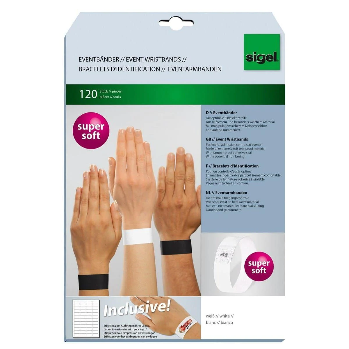 Sigel Event Wristbands Super Soft, Adhesive Seal, Printable, 120/Pack, Black Price In Doha Qatar - Image 5